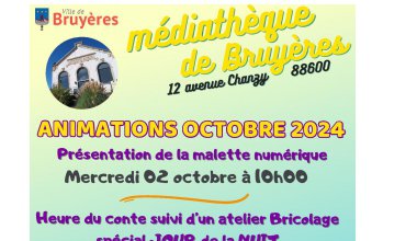 Animations médiathèque occtobre 2024