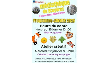 Programmation médiathèque Janvier 2025