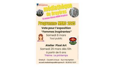 Programme médiathèque : mars 2025